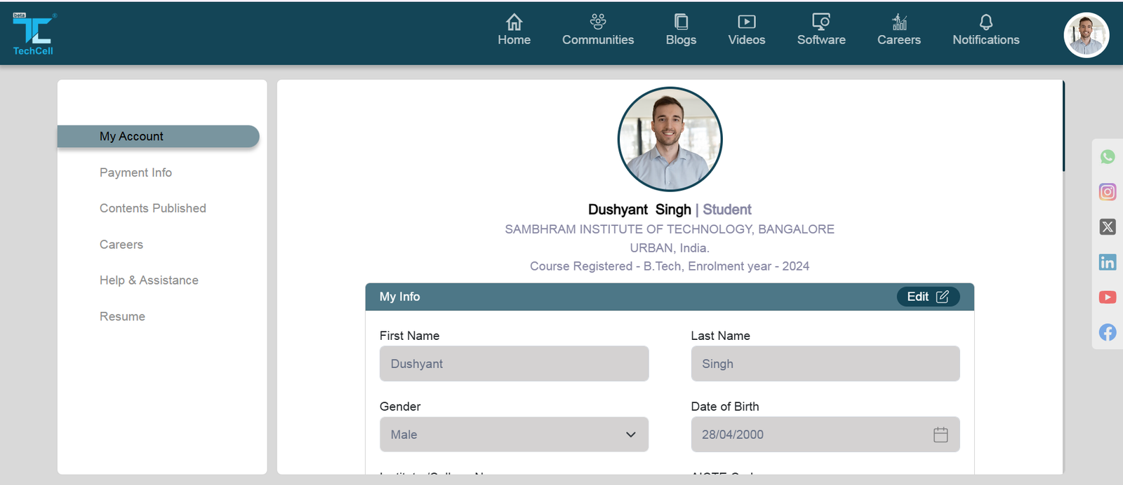 My profile 1. My account